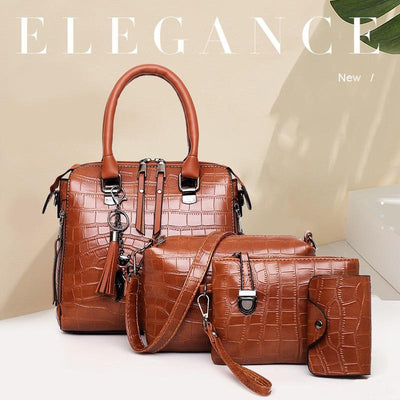 SOPHIA | VINTAGE CROCODILE PATTERN 4-9IECE BAG