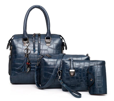 SOPHIA | VINTAGE CROCODILE PATTERN 4-9IECE BAG