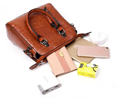 SOPHIA | VINTAGE CROCODILE PATTERN 4-9IECE BAG