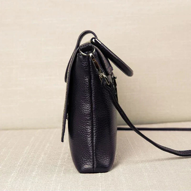 Structural Black Handbag with Leather Look