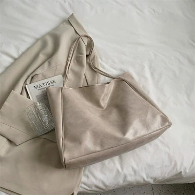 Elegant Brown Tote Bag with Leather Look