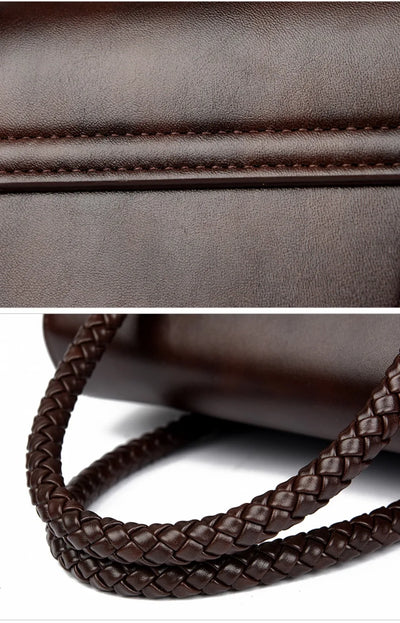 ronja™ – Classic Handbag with Woven Handle and Gold Accents