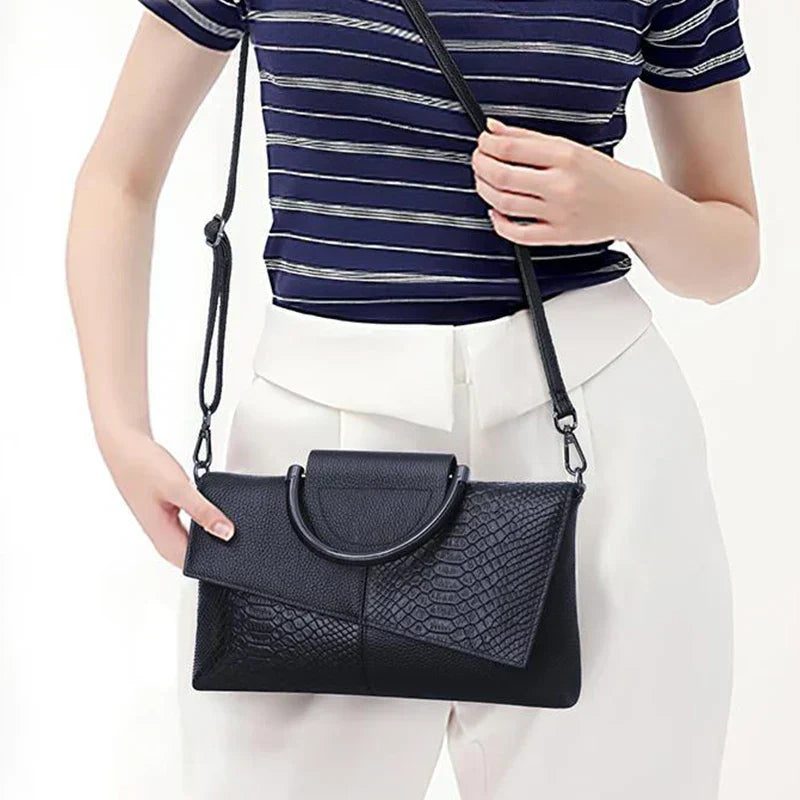 Structural Black Handbag with Leather Look