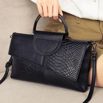 Structural Black Handbag with Leather Look