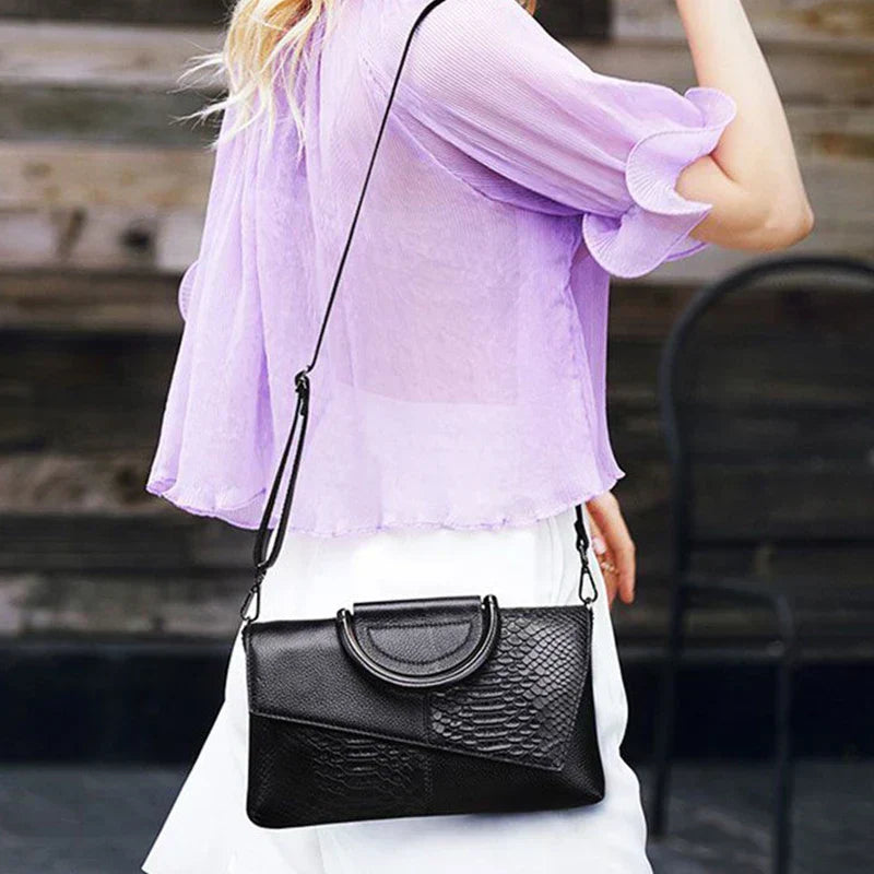 Structural Black Handbag with Leather Look
