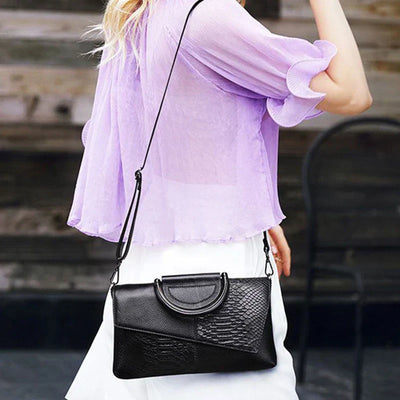 Structural Black Handbag with Leather Look
