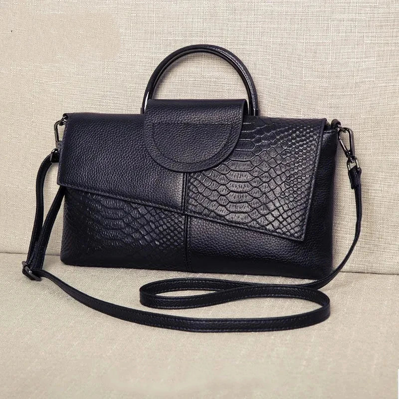 Structural Black Handbag with Leather Look