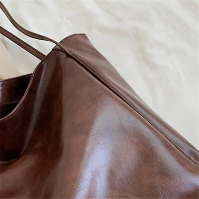 Elegant Brown Tote Bag with Leather Look