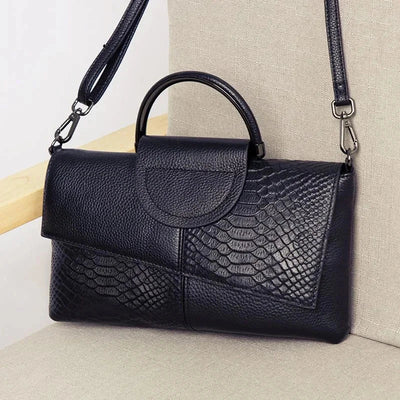 Structural Black Handbag with Leather Look