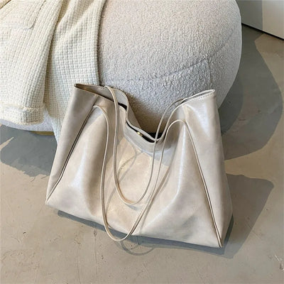 Elegant Brown Tote Bag with Leather Look