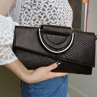 Structural Black Handbag with Leather Look