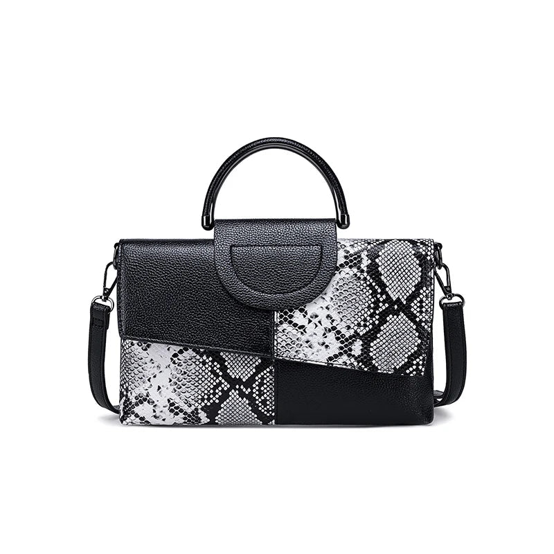 Structural Black Handbag with Leather Look