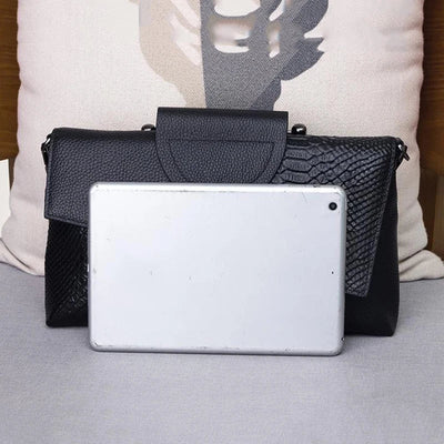 Structural Black Handbag with Leather Look
