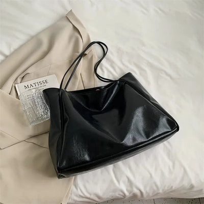 Elegant Brown Tote Bag with Leather Look
