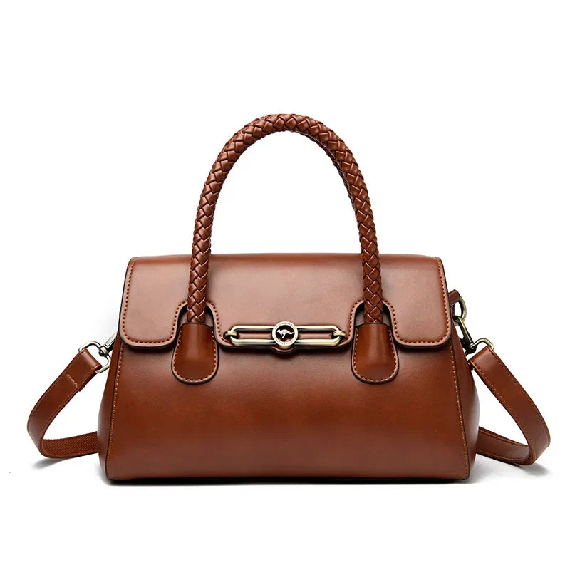 ronja™ – Classic Handbag with Woven Handle and Gold Accents