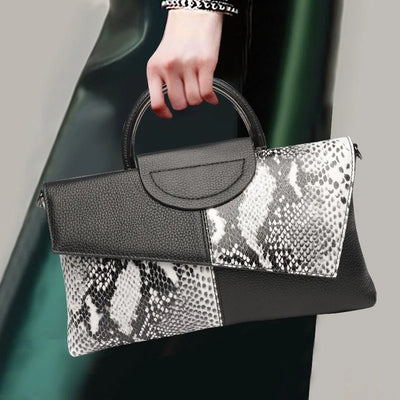 Structural Black Handbag with Leather Look