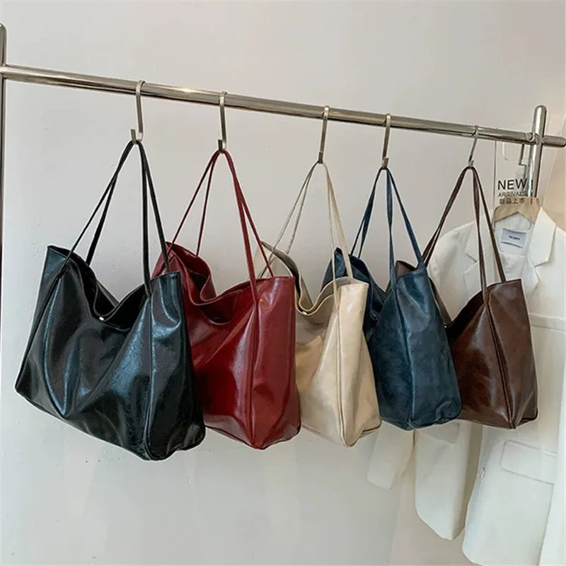 Elegant Brown Tote Bag with Leather Look