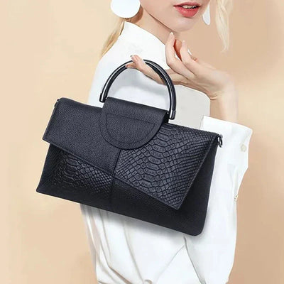 Structural Black Handbag with Leather Look