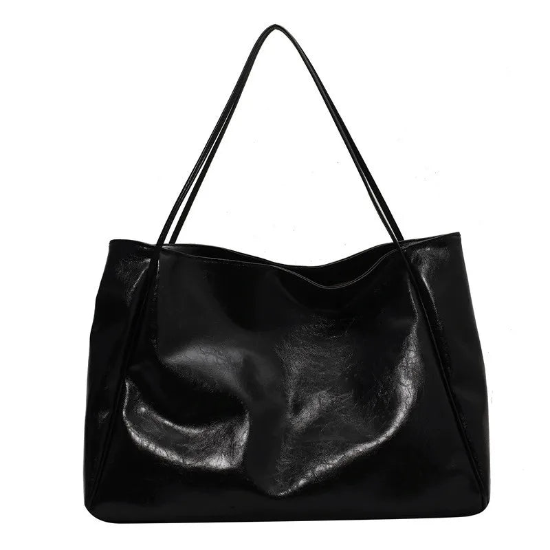 Elegant Brown Tote Bag with Leather Look