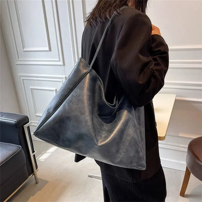 Elegant Brown Tote Bag with Leather Look